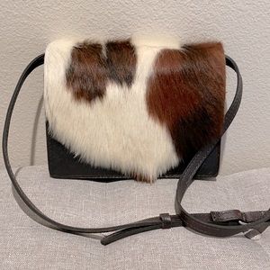 Patricia Nash super cute calf hair bag cow print leather satchel